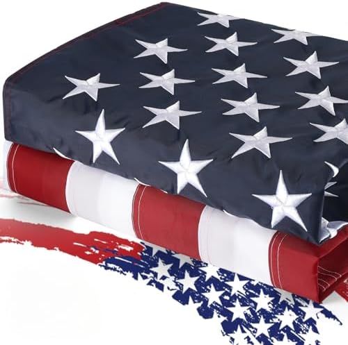 American Flags 3x5 FT for Outside, USA Flag Outdoor Heavy Duty with Embroidered Stars Swen Stripes Brass Grommets Made of Longest Lasting Waterproof & Tear Proof Oxford Polyester