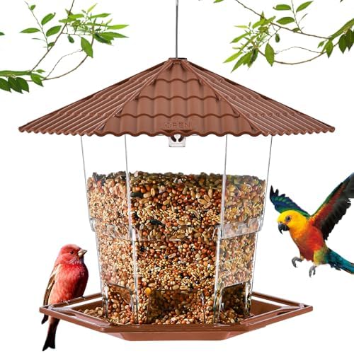 Bird Feeders for Outdoors Hanging Bird Feeder Wild Bird Seed, Brown 2 Pack B
