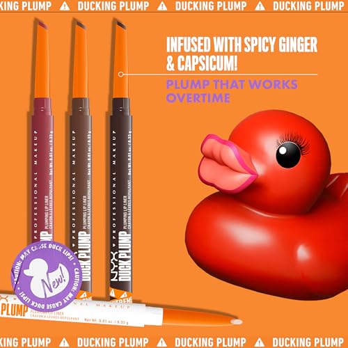 NYX PROFESSIONAL MAKEUP Duck Plump Plumping Lip Liner, Matte Pencil With Up To 10HR Wear, Subtle Touch (Deep Nude Lip Liner)