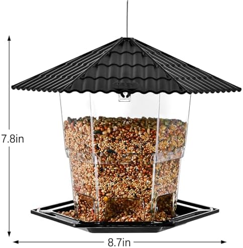 Bird Feeders for Outdoors Hanging Bird Feeder Wild Bird Seed, Black 2 Pack B