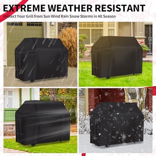 600D Grill Cover for Outdoor Grill – NEXCOVER 58 Inch Heavy Duty Waterproof BBQ Cover for Weber Genesis II, Genesis II LX 300 Series & Genesis 300 Series Gas Grills, Fade Resistant, Black
