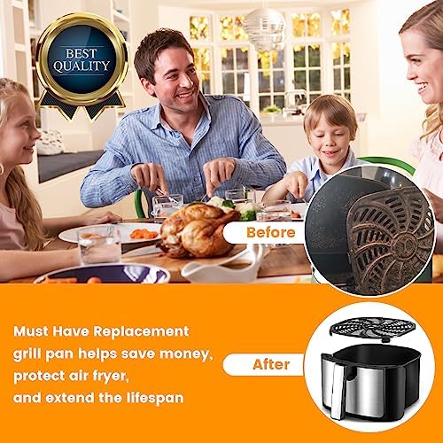 Air Fryer Replacement Tray for Gourmia GAF798 GAF716 7QT, Food Grade Nonstick 8.97''*8.97'' Air Fryer Replacement Parts Rack Tray Grill Pan Grill Plate Crisper Plate, Dishwasher Safe