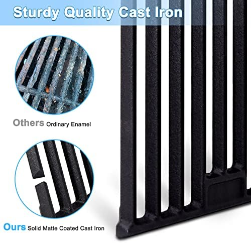 Adviace Grill Grates for Char Griller 5050, 5650, 2121, 3001, 5072, 2123, 2828, 3072, 3030, 3008, 4000, King Griller 3008, 5252, 19 3/4 Inch Cast Iron Cooking Grate for Char-griller Replacement Parts.