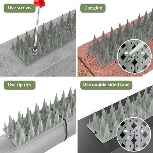 20 Pack Bird Spikes Deterrent - 20ft Pigeon Deterrent for Balcony. 3200 Spikes to Keep Birds Away. Bird Spikes for Outside to Keep Birds Away & Deter Barn Swallows from Nesting, Squirrel Deterrent
