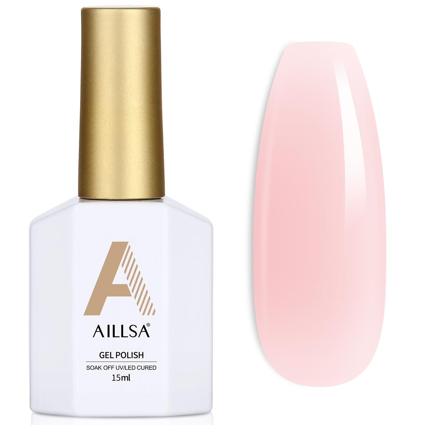AILLSA Milky Pink Gel Nail Polish Natural Nude Jelly Gel Polish Light Color Translucent Gel Polish Sheer Pink Neutral Nails Soak Off U V Gel for French Manicure Nail Salon at Home 0.51 Fl Oz /GB90
