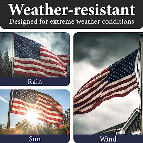 American Flags for Outside 4x6 -100% MADE IN THE USA,Indestructible Durable Outdoor Heavy Duty Spun Polyester US Flag United States Flags Sewn Stripes and Embroidered Stars,FMAA Certified,4th of July