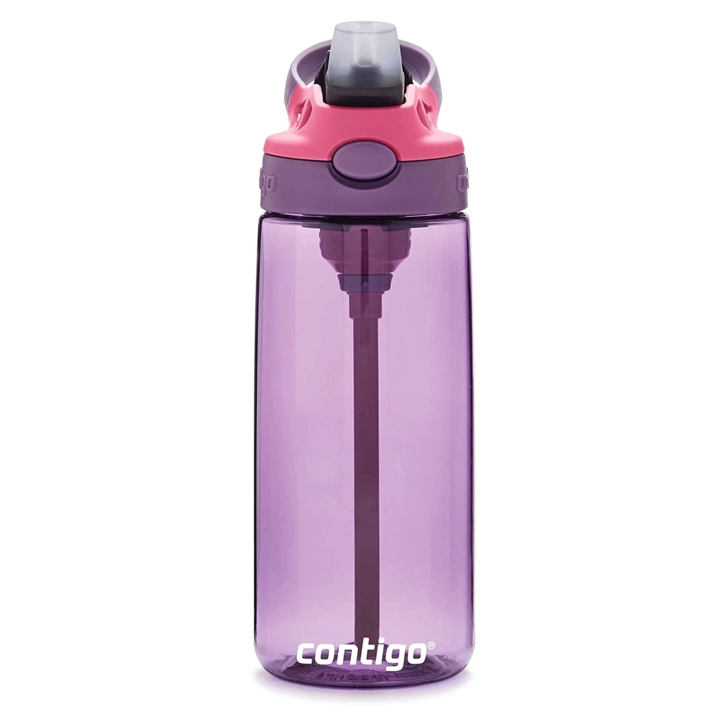Contigo Aubrey Kids 20oz Cleanable Water Bottle with Silicone Straw, Spill-Proof Lid, Eggplant - Dishwasher Safe and Ideal for Everyday Use
