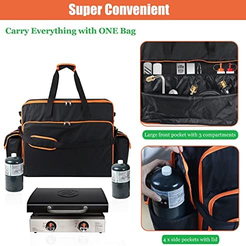 WOMACO 22 inch Griddle Carry Bag for Blackstone 22 Griddle with Hood Lid, Heavy Duty Portable Tabletop Griddle Carrying Bag for Travel, Weather Resistant BBQ Grill Carry Case with Shoulder Strap