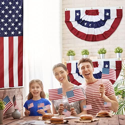 American Pleated Fan Flag, 3 X 1.5 Ft USA Patriotic Flag Bunting Half Fan Banner 4th of july decorations Indoor/Outdoor (red-10pcs)