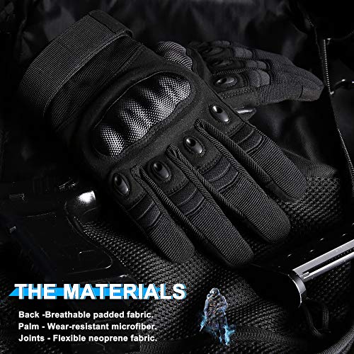 WTACTFUL Touchscreen Motorcycle Tactical Gloves for Men for Airsoft Paintball Cycling Motorbike MTB Bike ATV Hunting Hiking Riding Work Outdoor Sport Work Gloves Black Small