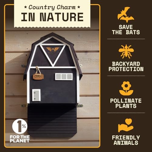 Big Bat Box - Big Bat Barn 3 Chamber, Compact Bat House for Outside - Artificial Roost Kit for Wall-Mount - Bat Houses for Backyards