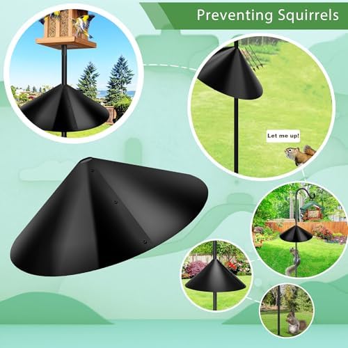 Squirrel Baffle for Bird Feeder Pole,16 inch Squirrel Guard Stopper for Outside Shepherd Hook,Black(2 Pack)
