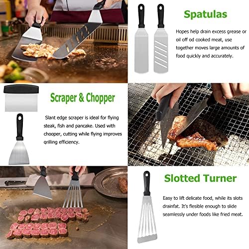Griddle Accessories Kit, 131 PCS Griddle Grill Tools Set Stainless Steel Grill BBQ Spatula Set, Griddle Utensils Kit for Blackstone with Storage Bag for Men Women Outdoor Camping