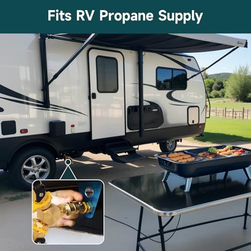 GASPRO 1/4" RV Propane Quick Connect Y Splitter Adapter with Shutoff Valve for RV, Camping Stoves, BBQ Grills, Gas Burners and More, 2 Way 1/4" Propane Rv Hose Splitter