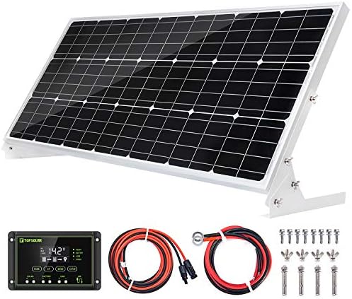 Topsolar 100W 12V Solar Panel Kit Battery Charger 100 Watt 12 Volt Off Grid System for Homes RV Boat + 30A Solar Charge Controller + Solar Cables + Brackets for Mounting
