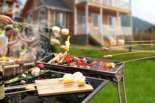 60 PCS Bamboo Marshmallow Roasting Sticks, SMores Skewers for Fire Pit, Extra Long 30 Inch Heavy Duty 5mm Thick Wooden SMores Sticks for Open Fire Pits Roaster Barbecue Hot Dog Camping Kebab Sausage