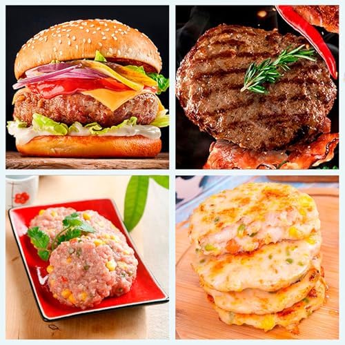 Aluminum Burger Press Patty Maker with 200 Non-Stick Papers - Commercial & Home Use, Hamburger Meat Press Tool, Dishwasher Safe (Black)