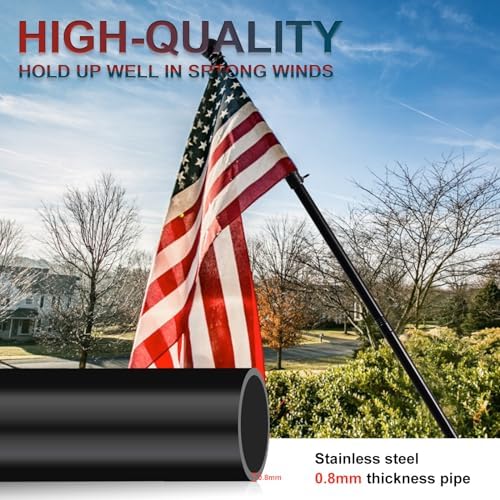 American Flag with Pole Kit - 6ft Heavy Duty Tangle Free Flag Pole Holder for Outside House,3X5 Embroidered US Flag,Dual Position Bracket for Front Porch,Garage,Outdoor