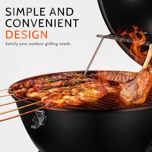 MBY 14 inch Portable Barbecue Grill with Dual Venting System, Small Foldable Charcoal Grill with Warming Rack for Picnic, Camping, Backyard-Black
