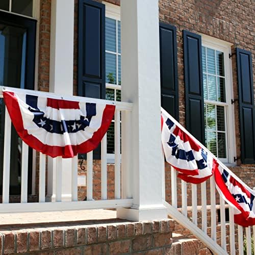 American Patriotic Bunting Flag, American Flag Bunting1.5x3Ft for Outside, Decoration Flags, Patriotic Half Fan Bunting Flag with Brass Grommets for 4th of July Indoor Outdoor Decorations (Set of 6)