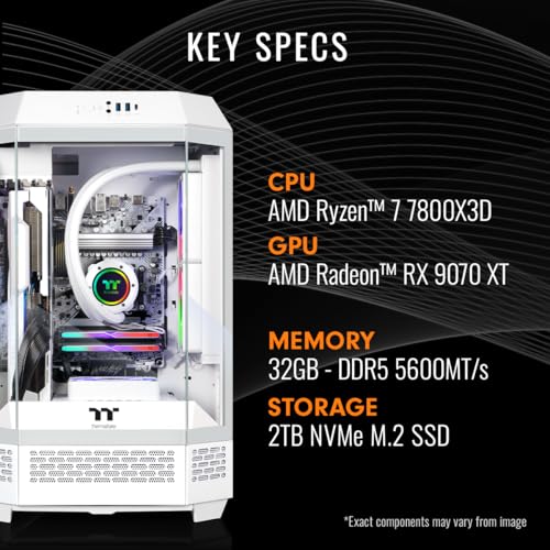 Thermaltake LCGS Reactor 7897XS Gaming Desktop (AMD Ryzen™ 7 7800X3D, 32GB 5600MT/s DDR5 RGB Memory, AMD Radeon™ RX 9070 XT, 2TB NVMe M.2, WiFi, Windows 11) T3WT-B650-97X-LCS