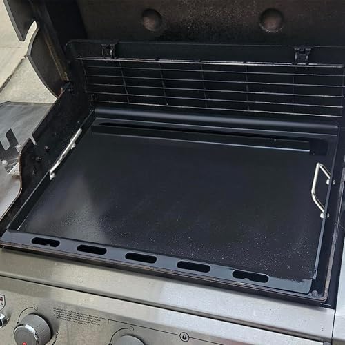 Full Size Griddle Inserts for Weber Spirit 200 Series Gas Grills, 7637 Flat Top Grill Griddle with Handles Replacement Part for Weber GS4 Spirit I & II S-210 E-210 E-220, Carbon steel, Black