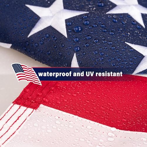 American Flag 3x5 ft for Outside, Heavy Duty USA Longest Lasting, Tough 210D US Flags with Embroidered Stars, Sewn Stripes, Brass Grommets, Indoor/Outdoor All Weather Use