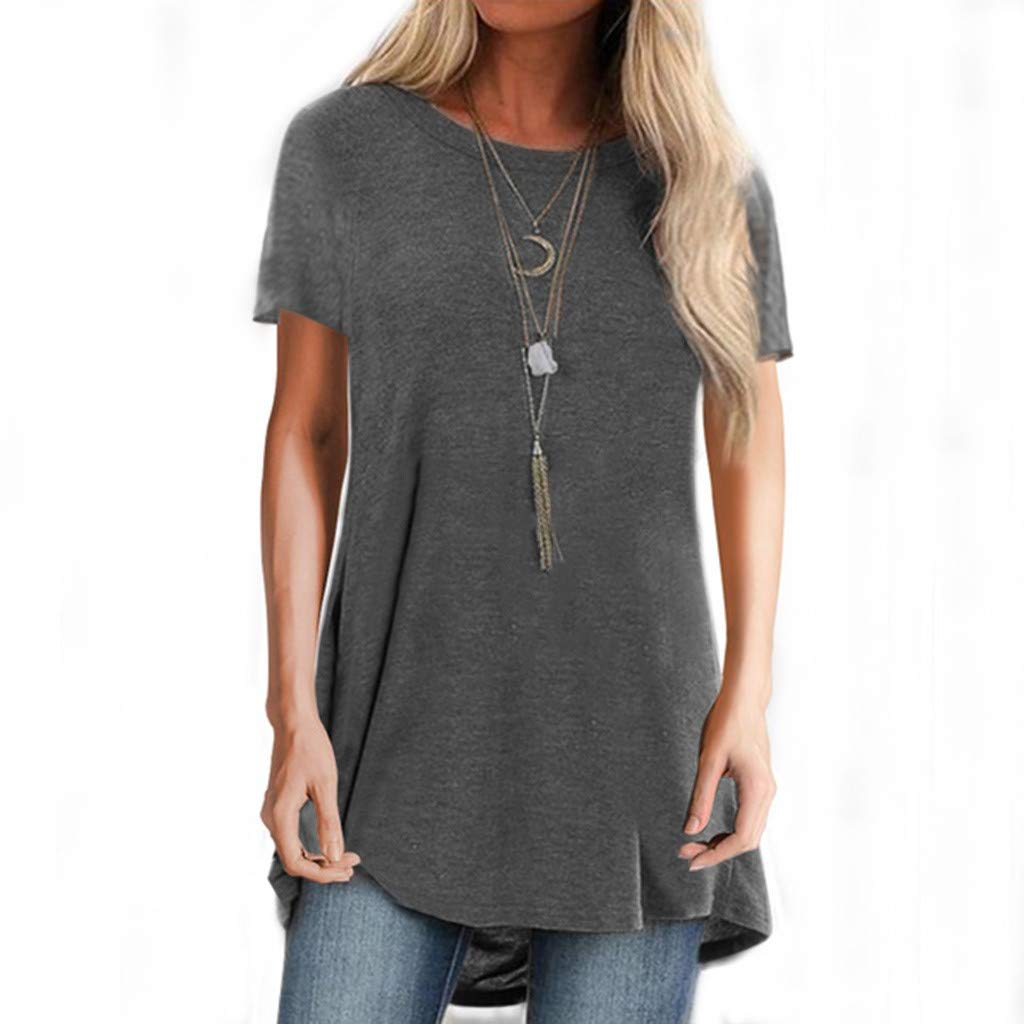 Aniywn Women's Plus Size Sweatshirt Tops Ladies Baggy Short/Long Sleeve Thin Solid/Printing Pullover Blouse T Shirts