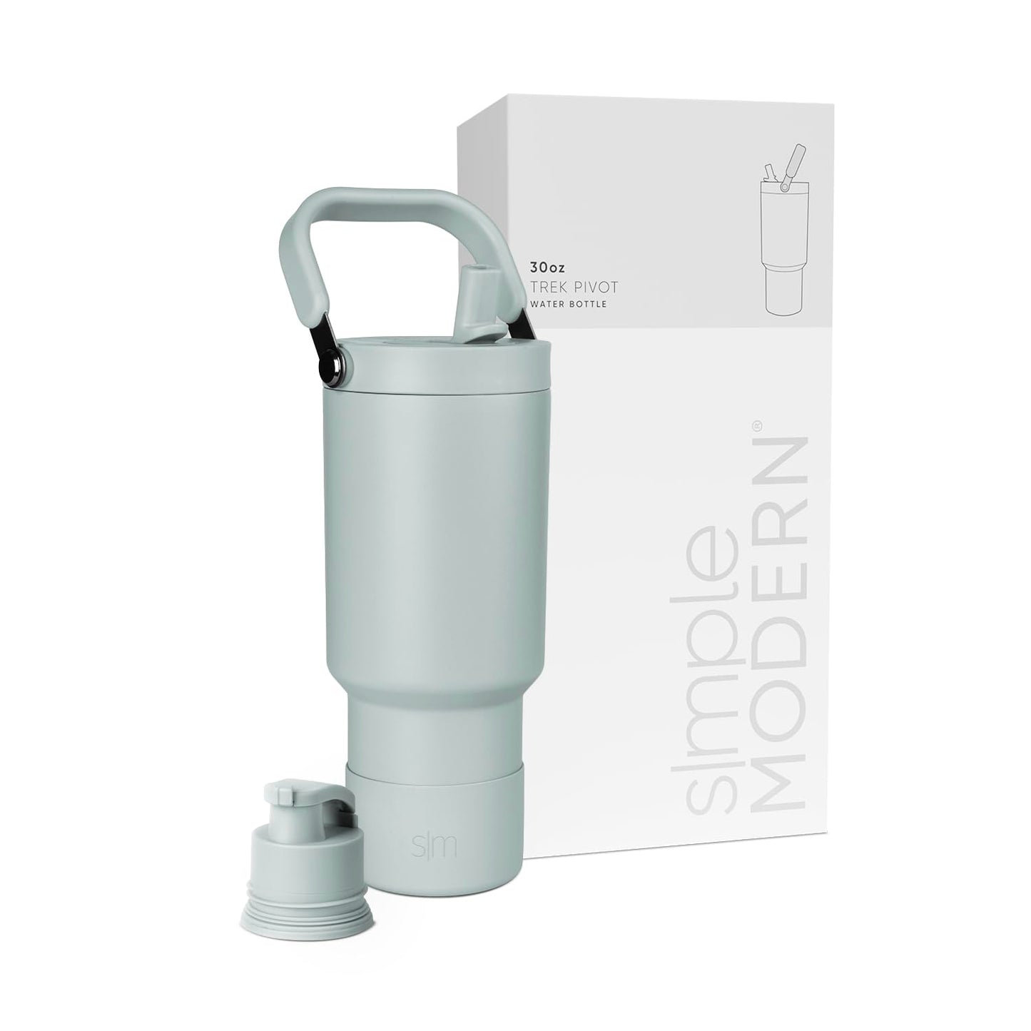 Simple Modern Trek Pivot | 30oz Flip Straw Tumbler with Handle | Water Bottle & Boot | Interchangeable Straw & Chug Lids | Insulated Stainless Steel Jug | Gym Sports Outdoors | Sea Glass Sage