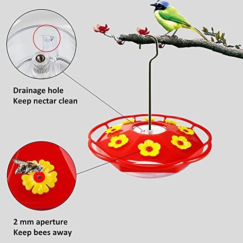 Hummingbird Feeders for Outdoors Hanging (2 Pack) 16 oz, 8 Feeding Ports Plastic Hummzinger Hummingbird Feeder, Bee-Proof Leak-Proof No Drip, Easy to Clean with Cleaning Brushes