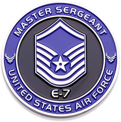 Air Force Master Sergeant E7 Challenge Coin! United States Air Force Master Sergeant Rank Military Coin MSGT. E-7 USAF Challenge Coin! Designed by Military Veterans - Officially Licensed Product!