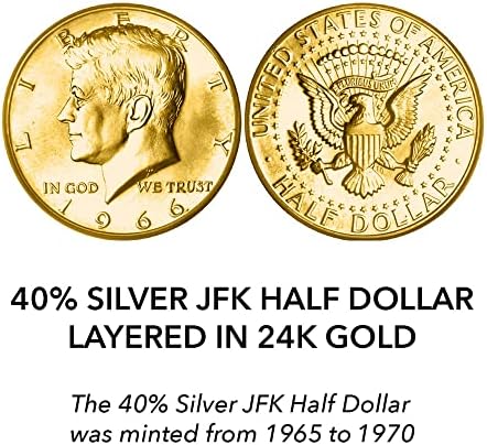 American Coin Treasures Silver JFK Half Dollar Coin Layered in Pure Gold