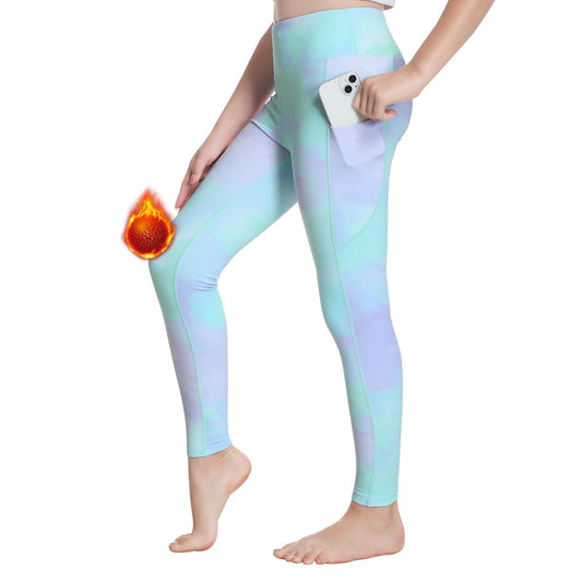 ANIVIVO Girls' Fleece Lined Leggings - Kids Winter Warm Yoga Pants Youth High Waisted Athletic Legging with Pockets(LightGreen 8-9)