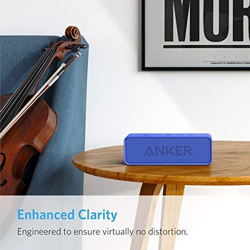 Anker Soundcore Portable Bluetooth Speaker - Ideal for Travel, 24-Hour Playtime, 66-Feet Range, Dual-Driver, Portable Wireless Speaker，Superior Sound, Low Distortion, Built-in Mic -Blue
