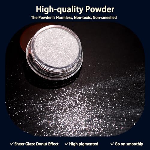 Allstarry Unicorn Chrome Nail Powder, Aurora Mermaid Iridescent White Pearl Nail Chrome Powder Pigment Glitter Fairy Dust for Nail Art, Manicure, Gel Nail Polish - Spring Moonlight