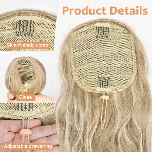 ALXNAN Ponytail Extension,Drawstring Ponytail Hair Extensions Black Long Curly Wave Ponytail for Women