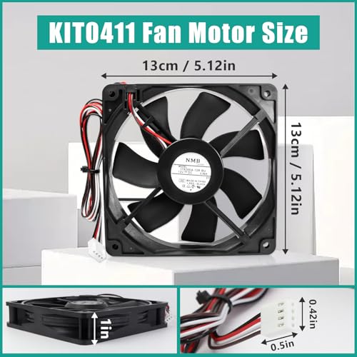 KIT0411 Pellet Grill Induction Fan Motor - Replacement 11925SA-12R-BU for Traeger D2 Pro 575/780 and Ironwood 650/885 Oven Circulation Fans(Black 0.86A 12V)
