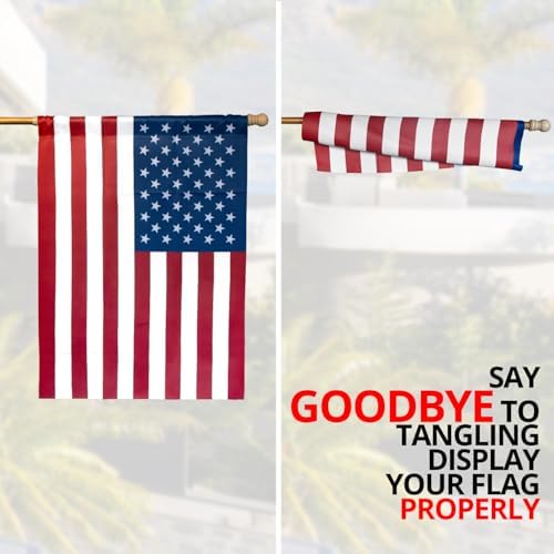 Anley 56" Pine Wooden House Flagpole - for Sleeve House Flags (28" x 40") - Wood Flag Pole with Tangle Free Design, Rotating Rings and Anti-Wrap Tube -Flag and Flagpole Holder NOT Included