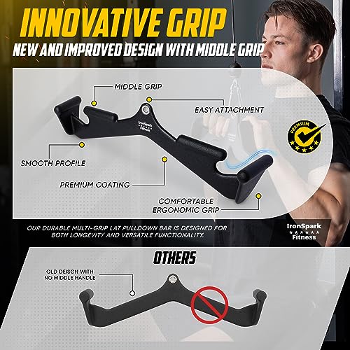 IronSpark Fitness Lat Pull Down Bar, Cable Machine Attachment, Cable Attachments For Gym, Tricep Pull Down Attachment, Tricep Bar, Curl Bar, T Bar Row Attachment, Lat Pulldown Attachments for Home Gym