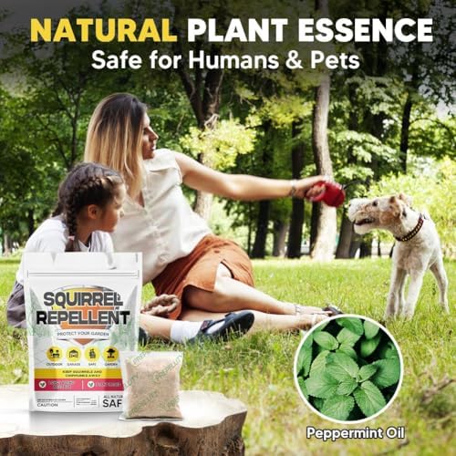 Squirrel Repellent Outdoor, Chipmunk Repellant, Squirrel Repellant for Garden, Chipmunk Deterrent for Attic, Keep Squirrels Out of Cars for, Repellent Squirrels for Plant & Bird Feeder-12P