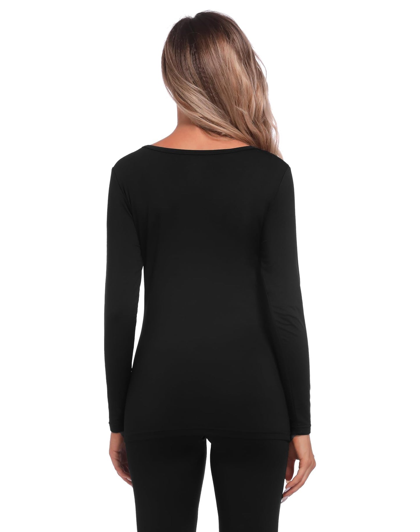 INNERSY Women's Thermal Undershirts for Cold Winter Outdoor Base Layer Thermal Tops Undershirts(X-Large, Black)