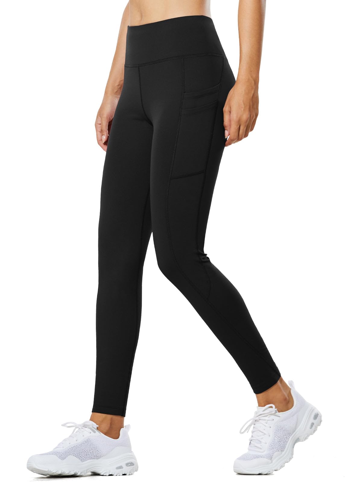 BALEAF Fleece Lined Leggings Women Waterproof Thermal Winter Hiking Pants Warm Tights Skiing Running Yoga Travel Gear Black S