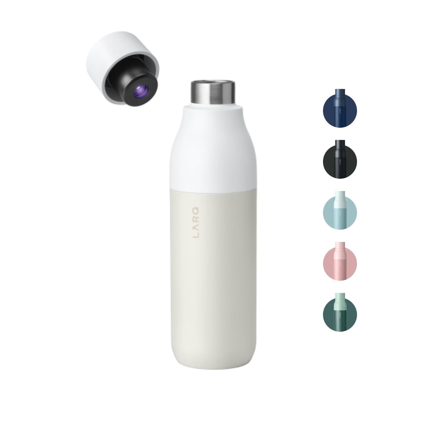 LARQ Bottle PureVis 25 oz - Self-Cleaning and Insulated Stainless Steel Water Bottle with UV Water Purifier and Award-winning Design | Reusable & Travel Friendly, Granite White