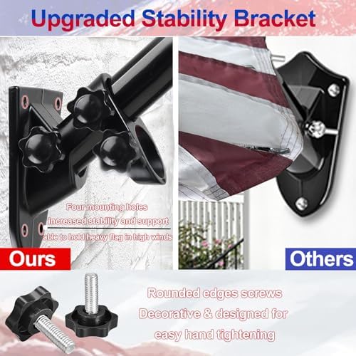 American Flag with Pole Kit - 6ft Heavy Duty Tangle Free Flag Pole Holder for Outside House,3X5 Embroidered US Flag,Dual Position Bracket for Front Porch,Garage,Outdoor