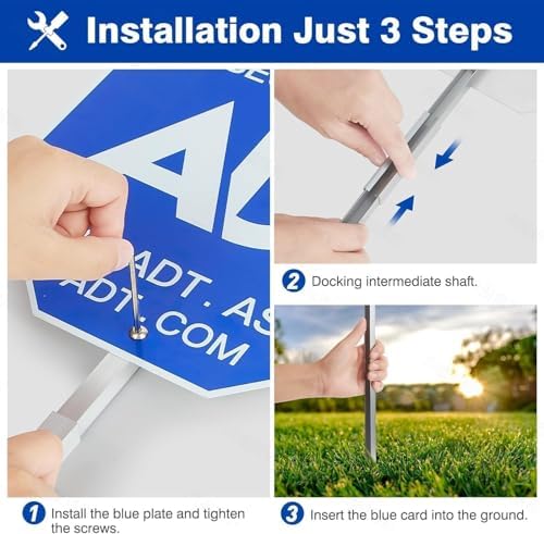 ADT Security Sign - Heavy Duty 28" 100% Aluminum Yard Sign with Stake for Weather-Resistant Protection