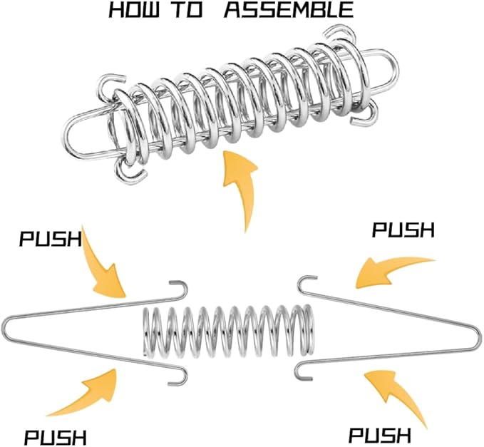 Dog Leash Metal Shock Absorbing Spring Buckle Portable Camping Tent Fixed Buckle Multi-Function Springs Buckle for Securing Tarps Tents Sunshade,Swing and Large Dogs Pets Train， with 8PCS Snap Hooks