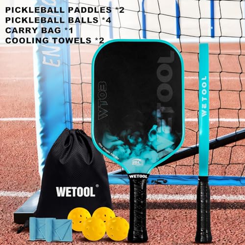 WETOOL Pickleball Paddles Set of 2/4, USAPA Approved, Foam Moulding 5.5" Elongated Handle, Textured Surface, Lightweight, 16mm Fiberglass Pickle Ball Rackets 2 Pack for Beginners