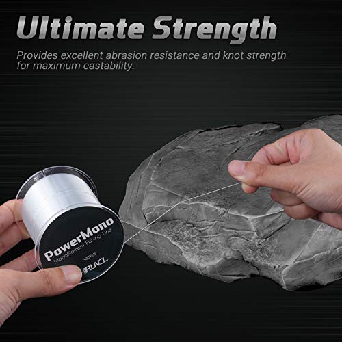 RUNCL PowerMono Fishing Line, Monofilament Fishing Line - Ultimate Strength, Shock Absorber, Suspend in Water, Knot Friendly - Mono Fishing Line (Green, 15LB(6.8kgs), 300yds)