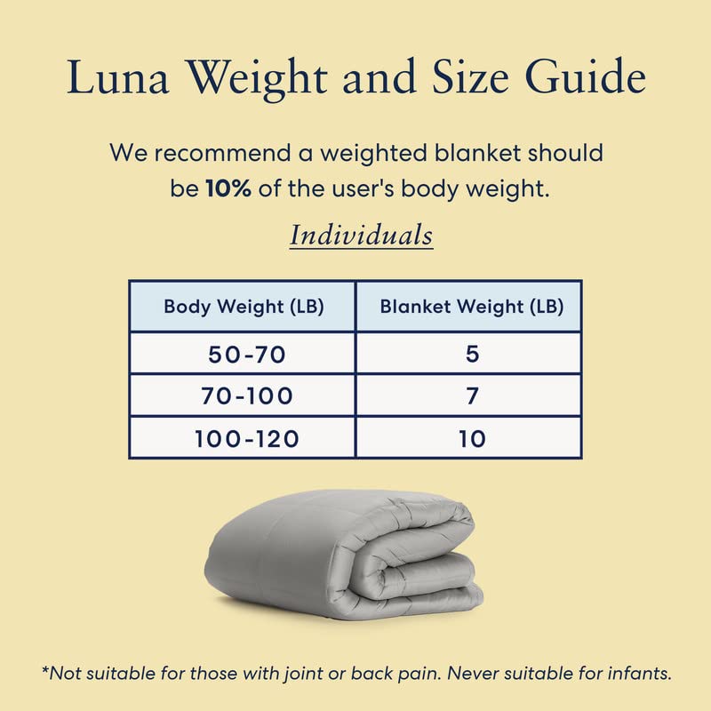 Luna Luxe Cotton Weighted Blanket Kids - Premium Soft Weighted Blanket for Kids - Travel Blanket [5lbs - Child - 36" x 48"] [Light Grey]