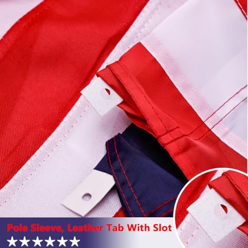 American Flag For Outside 3x5 Ft Pole Sleeve Banner Style-TearProof Series USA Outdoor Flags,Heavy Duty Durable Longest Lasting Spun Polyester,Embroidered Stars,Sewn Stripes,Water Resistant,High Wind US Outdoor Indoor Flags